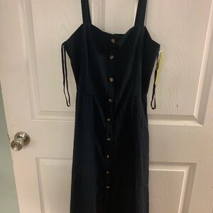 Gianni Bini Black Midi Dress with Button Detail